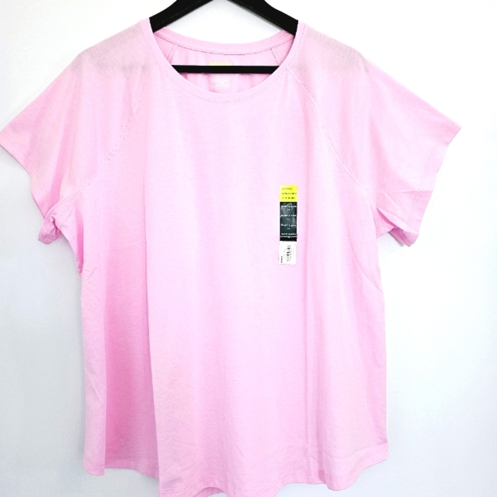 Tek Gear Essential NWT 1X  Light Pink Activewear Cotton  Blend Short Sleeve Top